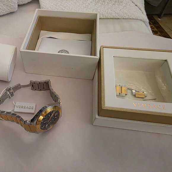 Versace two tone black dial stainless steel chronograph watch - Picture 2 of 5